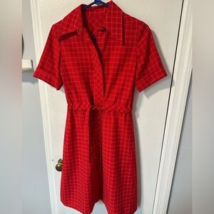 Vintage Red Plaid Women's Dress